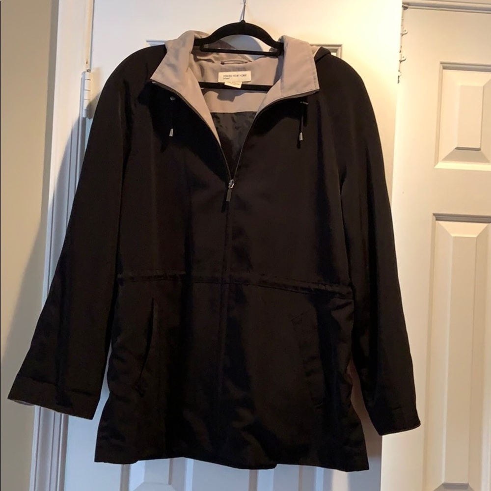 Black and khaki rain jacket